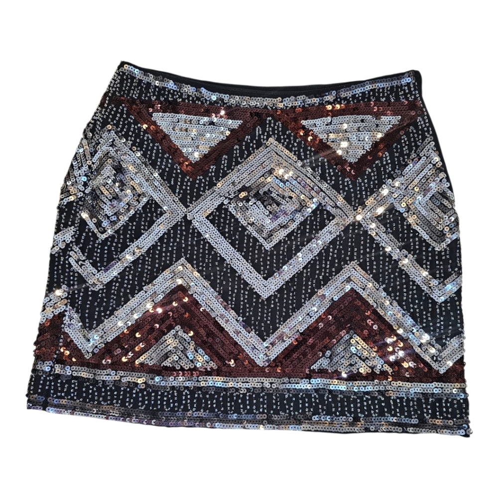 Sequin Embellished Geometric Skirt